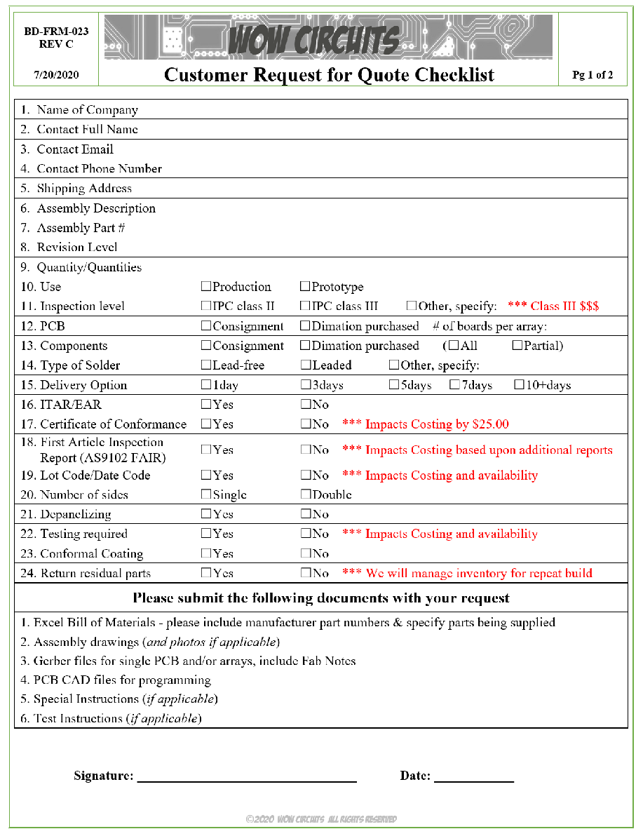 BD-FRM-023 Customer Request for Quote Checklist Rev C.docx